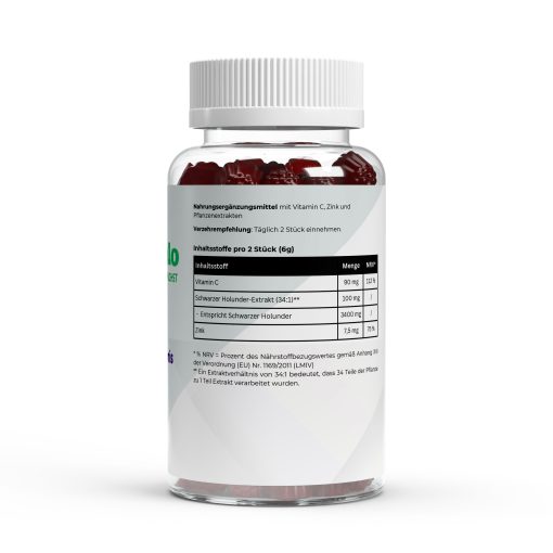 Elderberry + Vitamin C + Zink Gummies – 60 Stück - Nahrungsergänzungsmittel – Bild 2