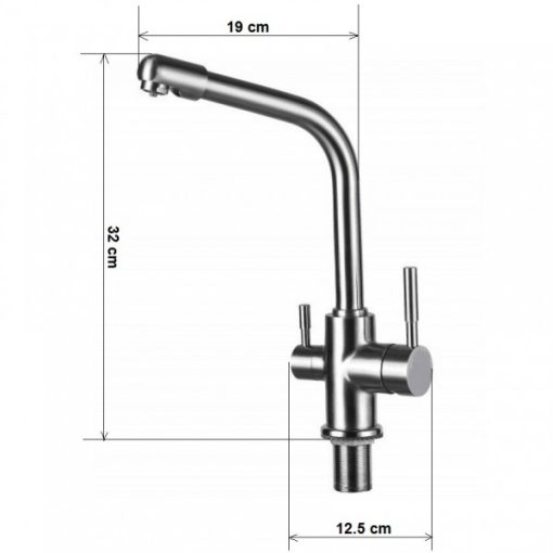 3-Wege Wasserhahn Aquaphor C126, Edelstahl – Bild 2