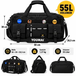 Sport-Reise und Fitnesstasche mit Rucksack in einem - 55 l – Bild 2