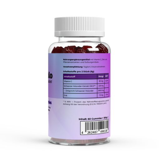 Elderberry + Vitamin C + Zink Gummies – 60 Stück - Nahrungsergänzungsmittel – Bild 2